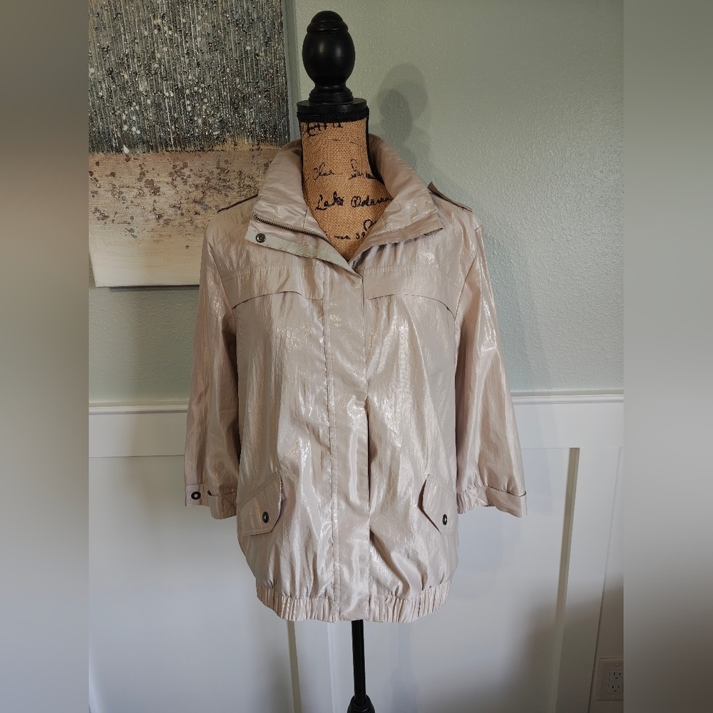 Chico's Metallic Beige Bomber Jacket 2